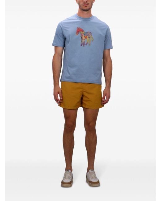 Paul Smith Blue Crewneck Printed T-Shirt for men