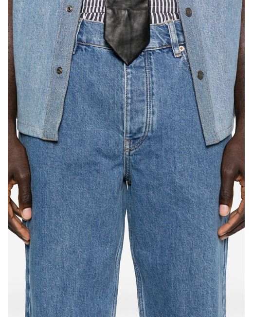 MARINE SERRE Blue Straight Leg Denim Jeans