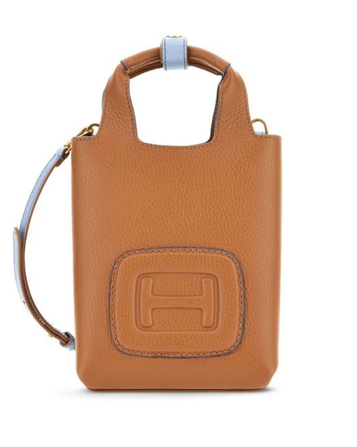 Hogan Brown H-bag Mini Leather Tote Bag