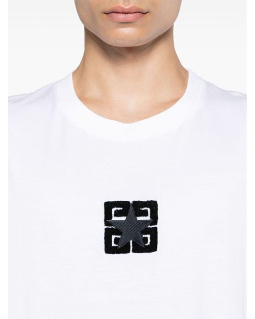 Givenchy White 4G Stars Cotton T-Shirt for men