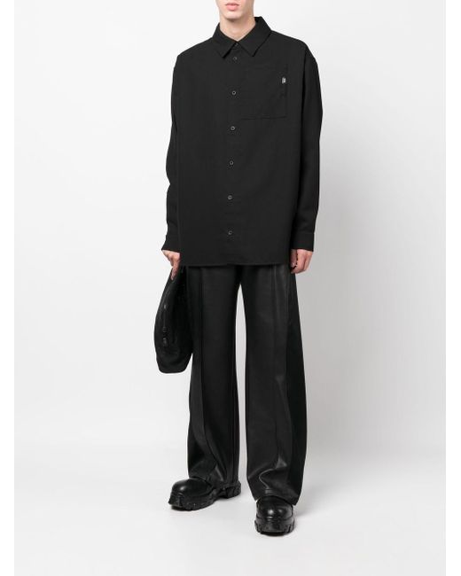 032c Black Long Cotton Shirt for men