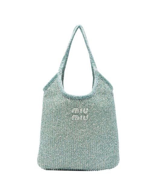 Miu Miu Blue Ivy Sequined Net Shoulder Bag