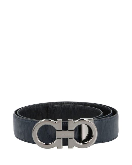 Ferragamo Black Reversible And Adjustable Gancini Belt for men