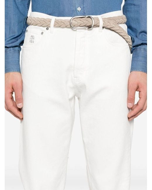 Brunello Cucinelli White Denim Cotton Jeans for men