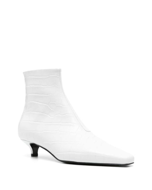 Totême  White Crocodile-embossed Leather Boots