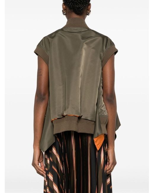 Sacai Brown Nylon Zipped Vest