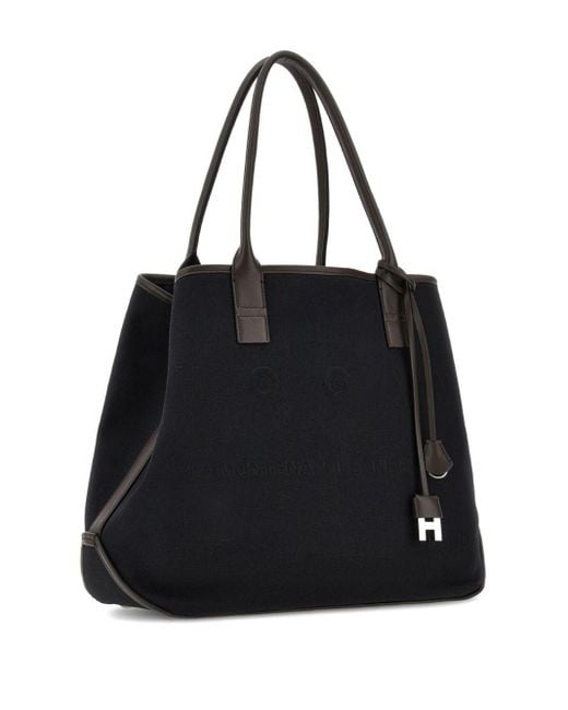 Hogan Black Script Medium Canvas Tote
