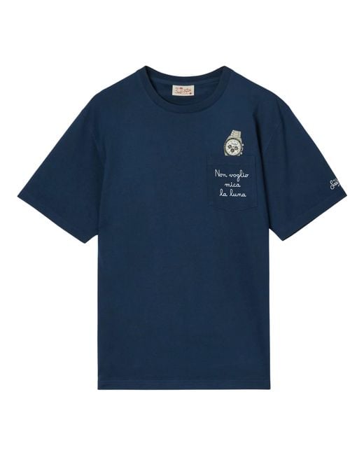 Mc2 Saint Barth Blue T-Shirt With Embroidery for men