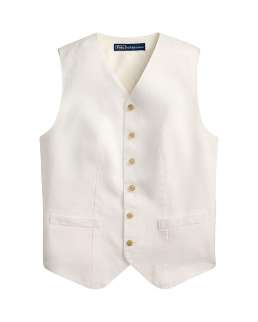 Polo Ralph Lauren White Linen Vest