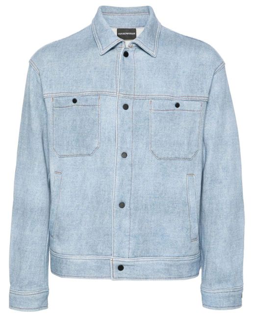 Emporio Armani Blue Cotton Shirt Jacket for men