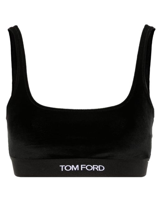 Tom Ford Black Logo Velvet Bralette