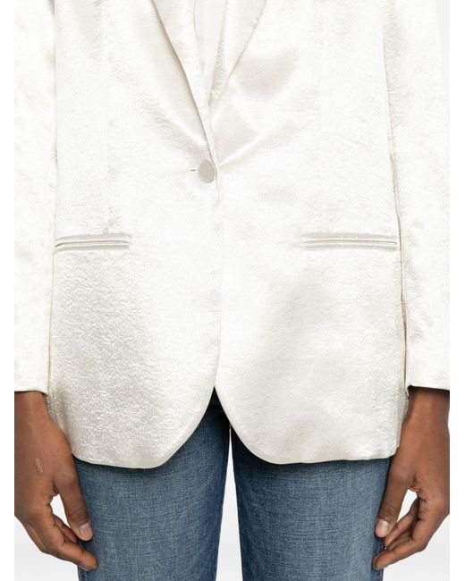 Alysi White Single-Breasted Blazer Jacket