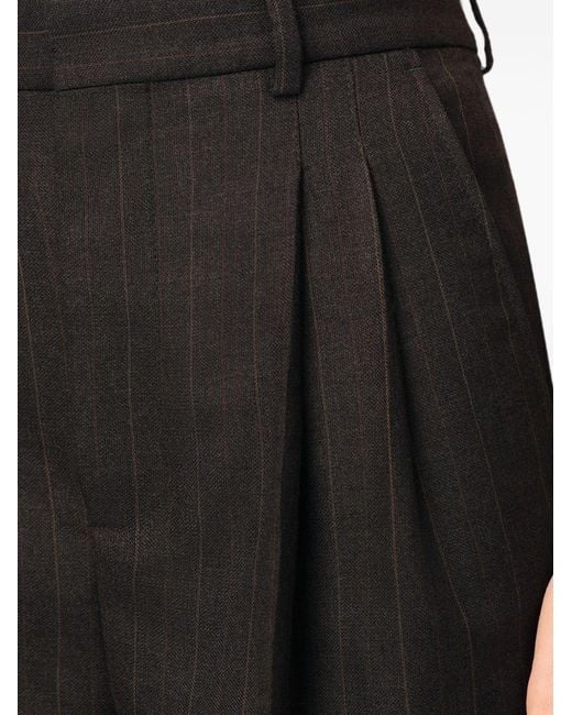 AMI Black Wool High-Waisted Trousers