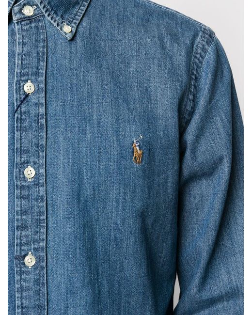 Polo Ralph Lauren Blue Slim Fit Oxford Shirt for men