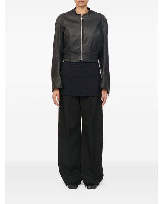 MM6 by Maison Margiela Black Leather Effect Bomber Jacket