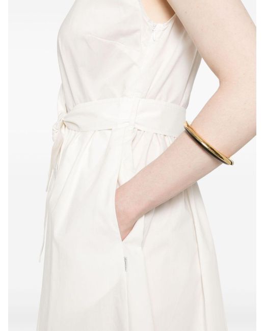 Woolrich White Belted Poplin Short Dress
