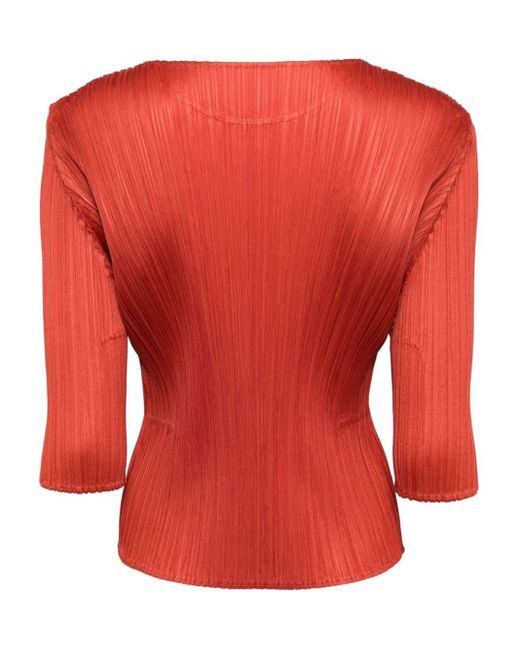 Pleats Please Issey Miyake Red Pleated Sweater
