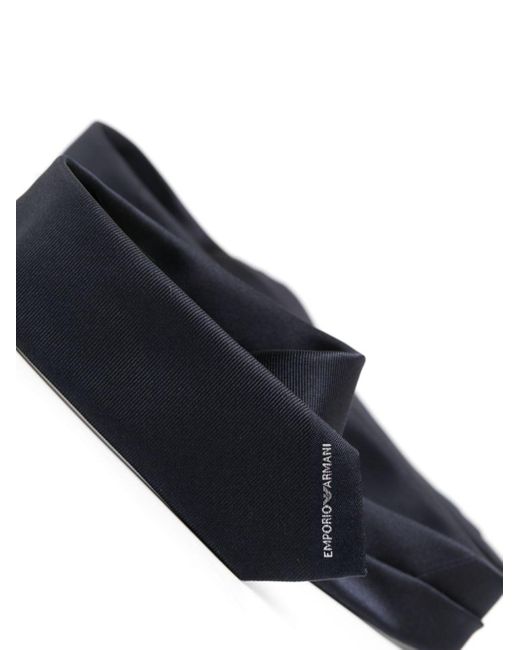 Emporio Armani Blue Gabardine Silk Tie for men