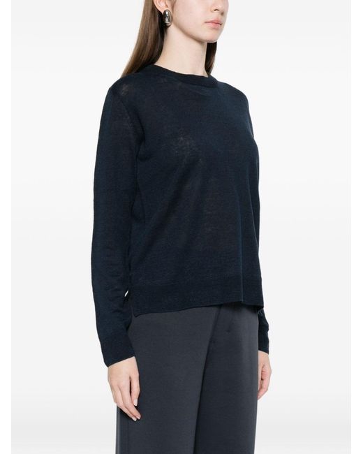 Max Mara Blue Linen Crewneck Sweater