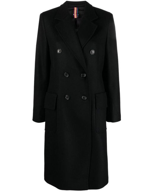Paul Smith Black Wool And Cashmere Blend Double-breasted Coat