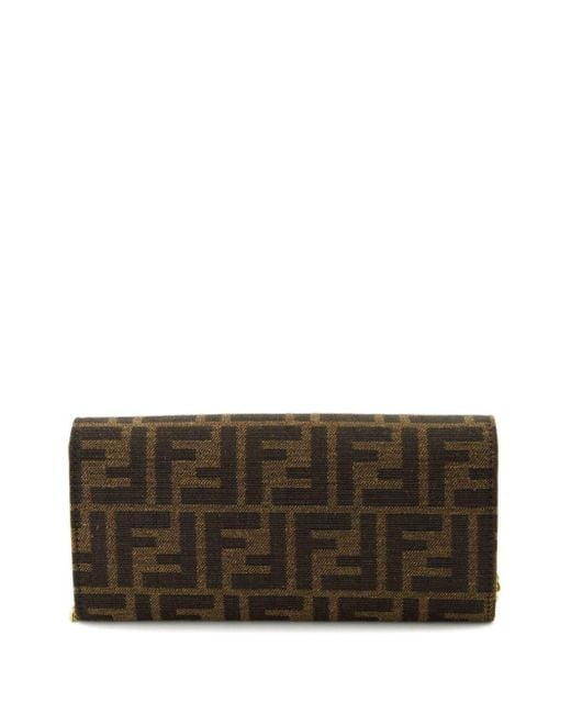Fendi Brown Baguette Leather Wallet On Chain