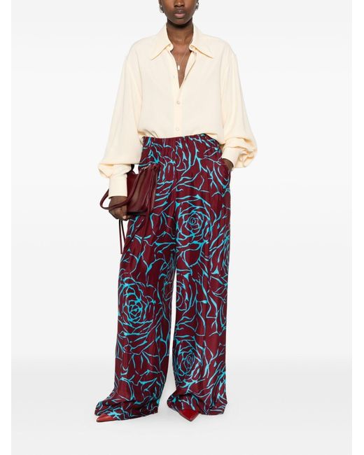 Dries Van Noten Purple Pila Wide-Leg Trousers