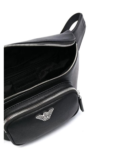 Emporio Armani Black Logo Leather Belt Bag for men