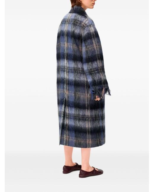 Loewe Blue Wool Single-Breasted Coat