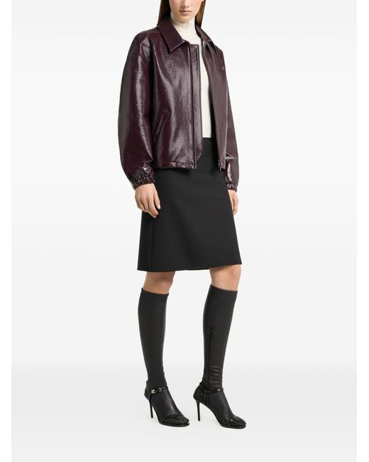 Courreges Brown Vinyl Bomber Jacket