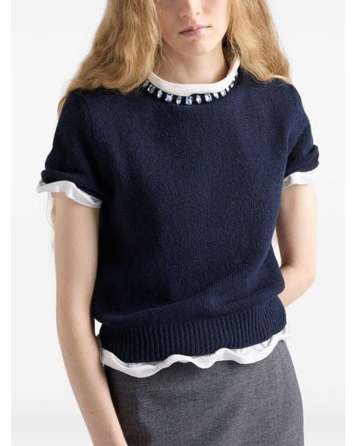 Prada Blue Cashmere Crewneck Sweater