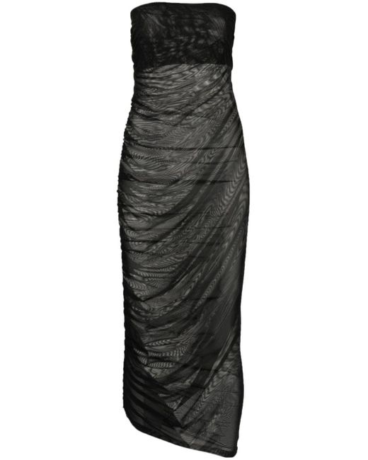 Fisico Black Gathered-detail Dress