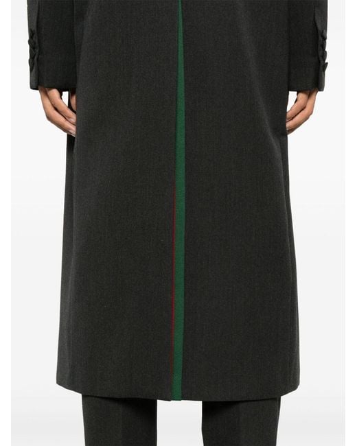 Gucci Black Ancora Embroidered Wool Coat for men
