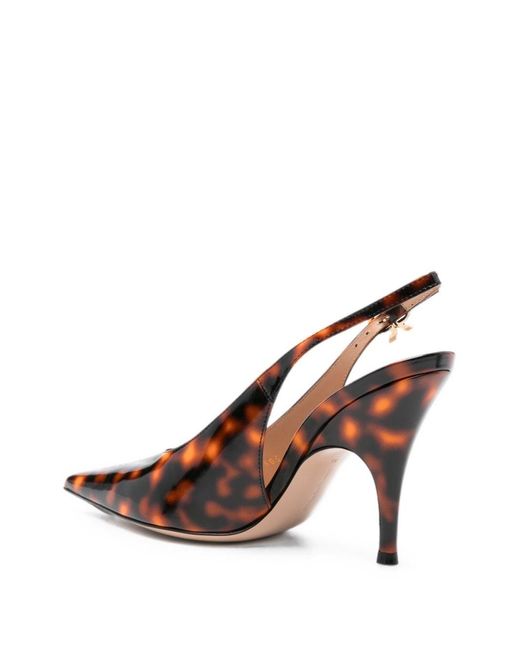 Gianvito Rossi Brown Sofia Leather Slingback Pumps