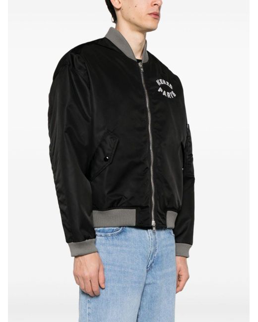 KENZO Black Lucky Tiger Embroidered Bomber Jacket for men