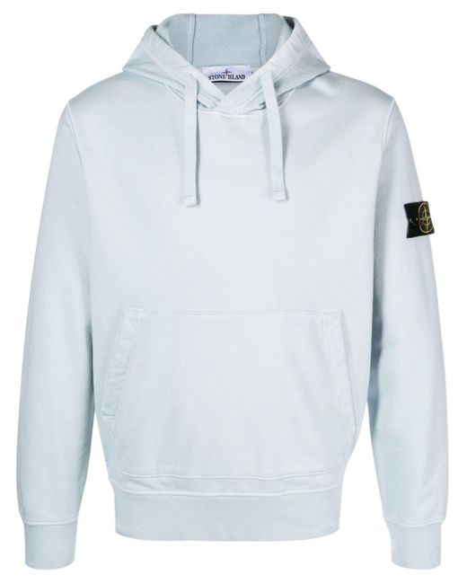 Stone Island Blue Compass Badge Cotton Hoodie for men