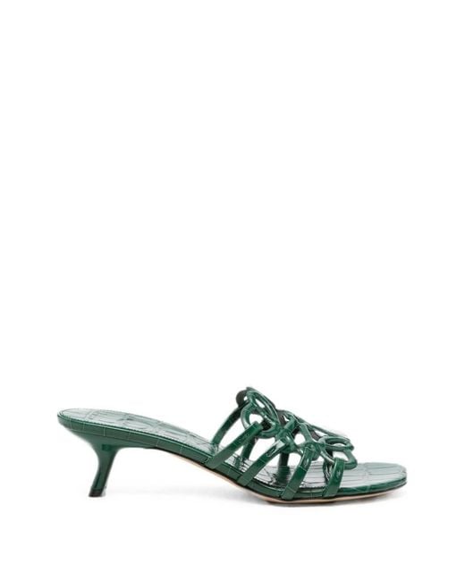 Loewe Green Petal Anagram Leather Mules