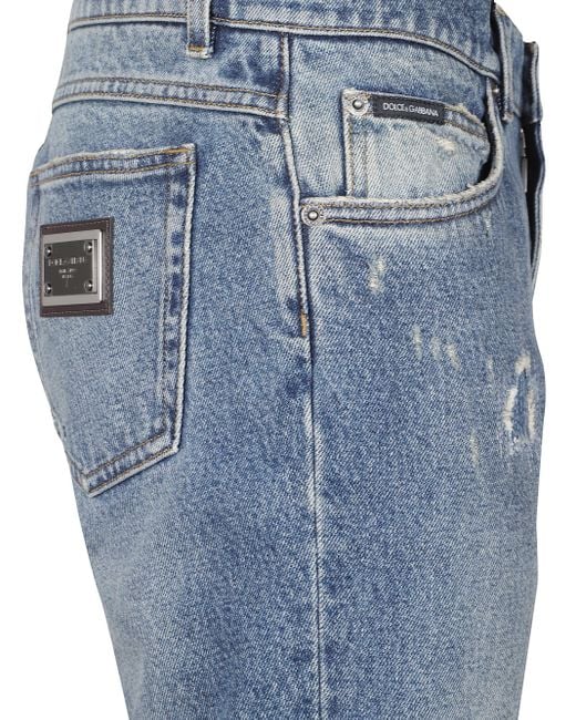Dolce & Gabbana Blue Jeans With A Worn Effect for men