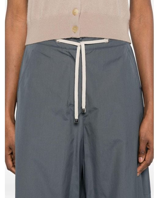 Max Mara Blue Cotton Wide-Leg Trousers