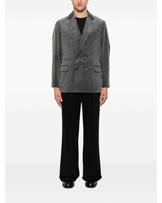 Brunello Cucinelli Gray Cotton Double-Breasted Jacket for men