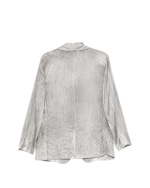 Avant Toi White Silk Double-Breasted Jacket