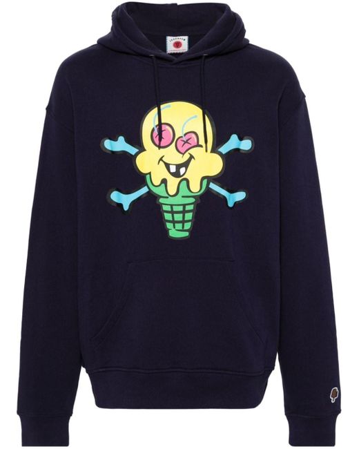 Felpa Con Cappuccio E Stampa Cones & Bones di ICECREAM in Blue da Uomo
