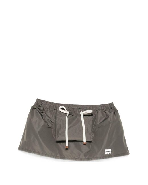 Miu Miu Gray Logo Mini Skirt