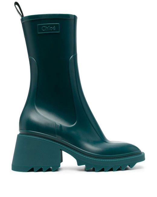green ankle rain boots