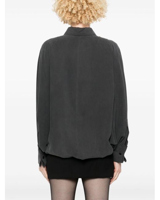 Max Mara Black Silk Mesh Batwing Bodysuit