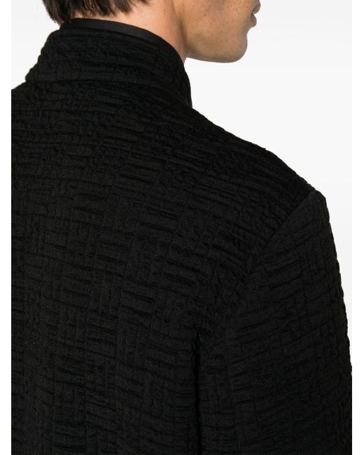 Emporio Armani Black Wool Blend Zipped Jacket for men