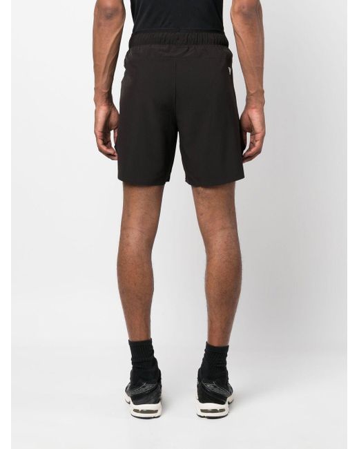EA7 Black Logo-print Track Shorts for men