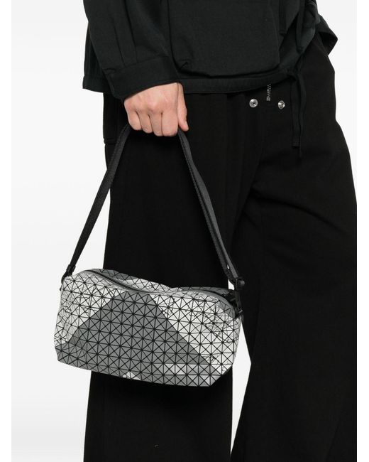 Issey Miyake Gray Geometric Panel Design Matte Finish Adjustable Shoulder Strap Bag for men