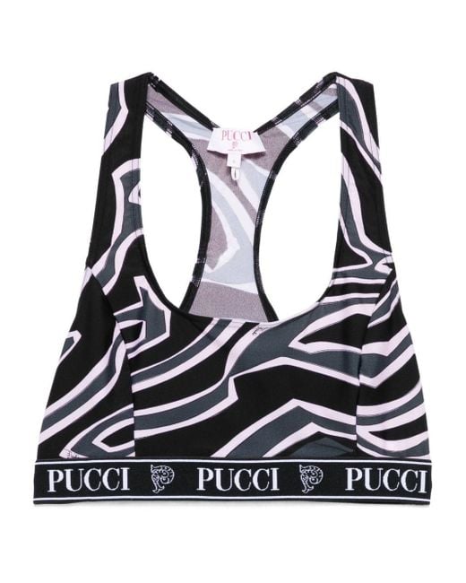Emilio Pucci Black Printed Bra