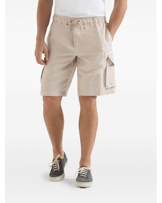 Brunello Cucinelli Natural Linen Cargo Shorts for men