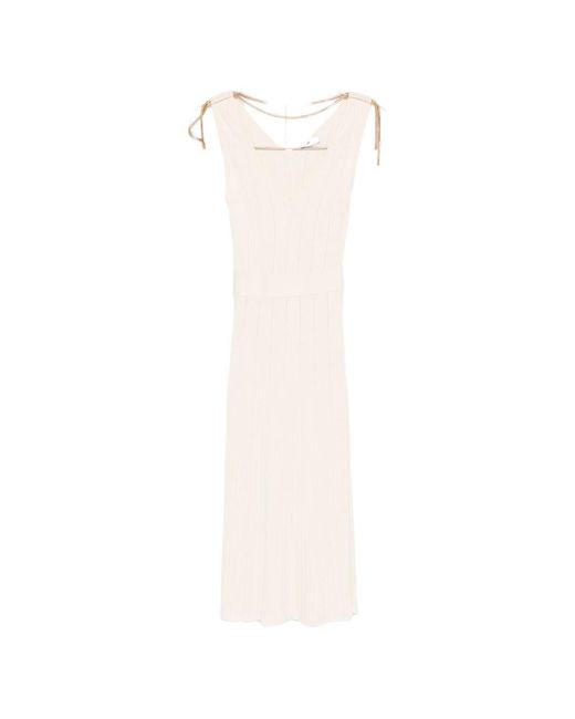 Elisabetta Franchi White Knitted Midi Dress